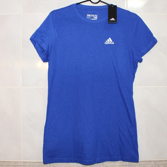 ✓  NWT Adidas The Go-To Tee Bold Blue - Picture 2 of 3